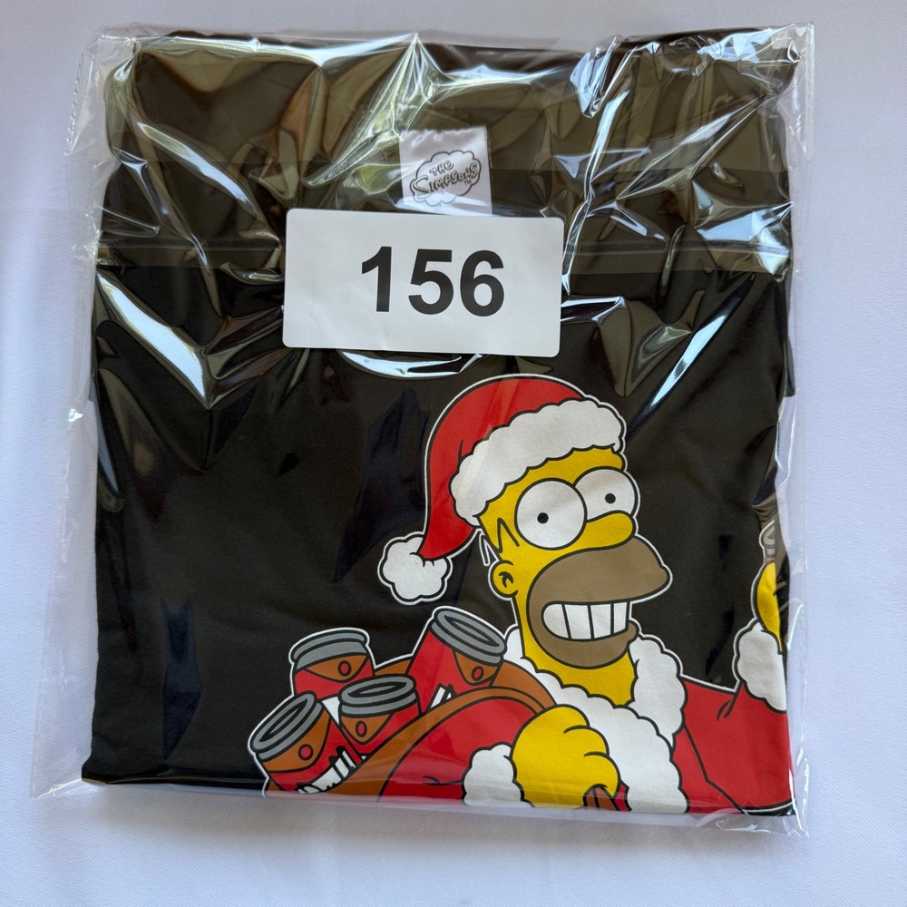 The Simpsons Homer Santa Claus Duff Beer Christmas T-Shirt Black Unisex Medium - Picture 14 of 14